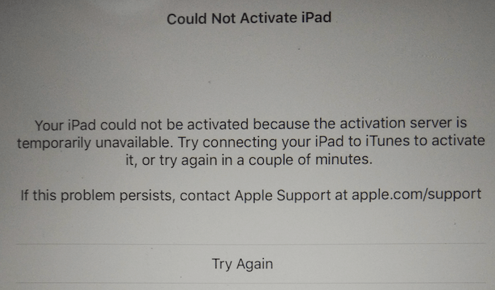 Could Not Activate iPad Because Activation Server is Unavailable, Fix