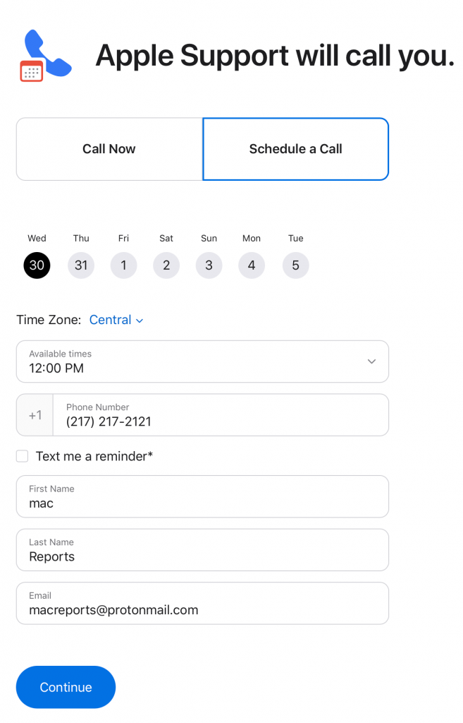 Call details screenshot 
