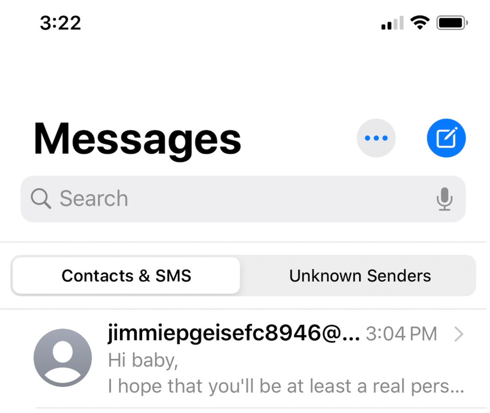 Screenshot of a message
