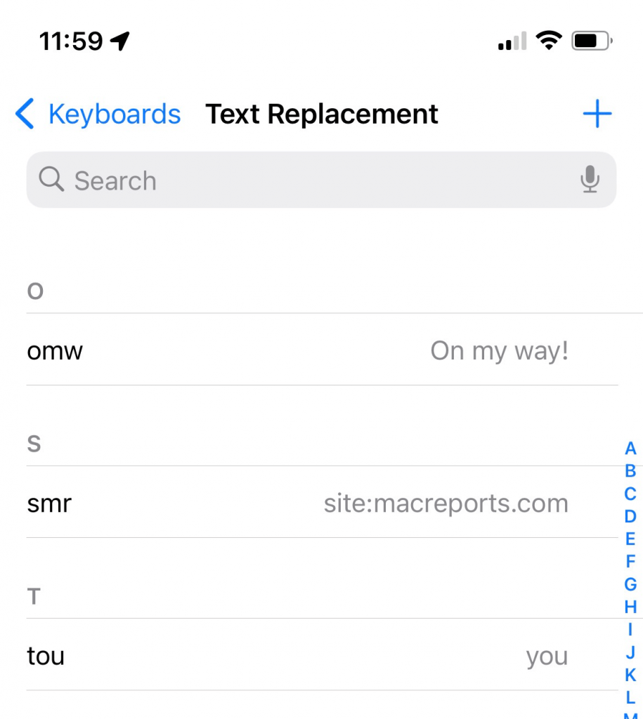 text replacement examples