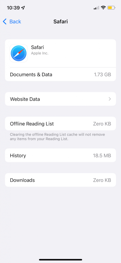 what is website data under safari