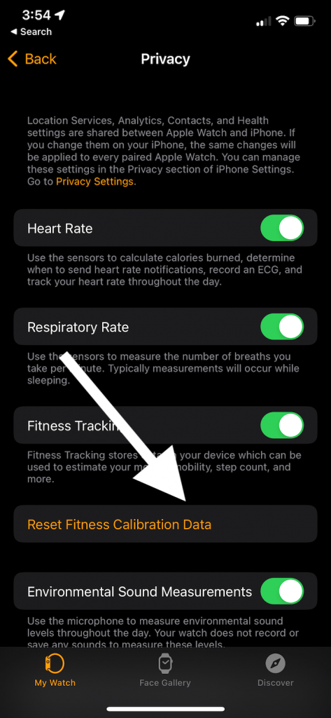 Reset Fitness Calibration Data