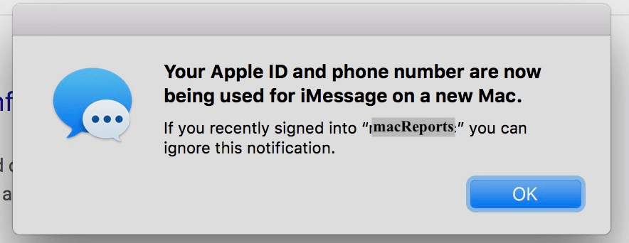 Apple ID and phone number are now used message
