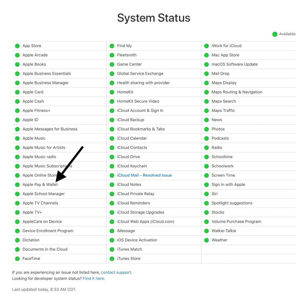 Apple Status Page