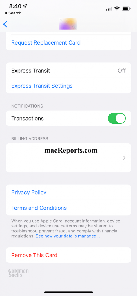 Apple Pay Billing address