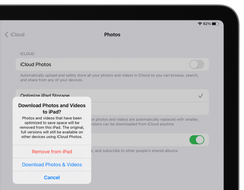 turn off iCloud Photos sync