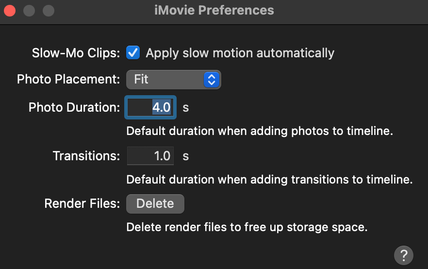 iMovie Photo Placement