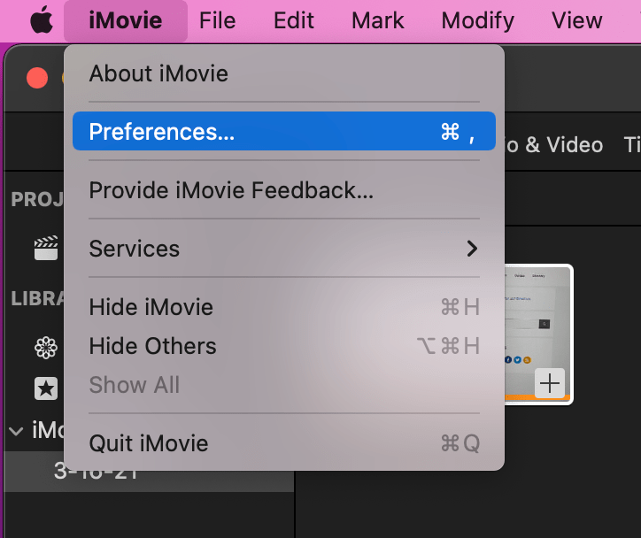 iMovie Preferences