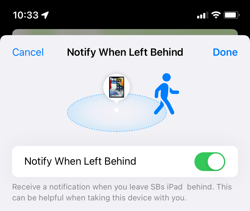 Notify When Left Behind in Find My on iPhone