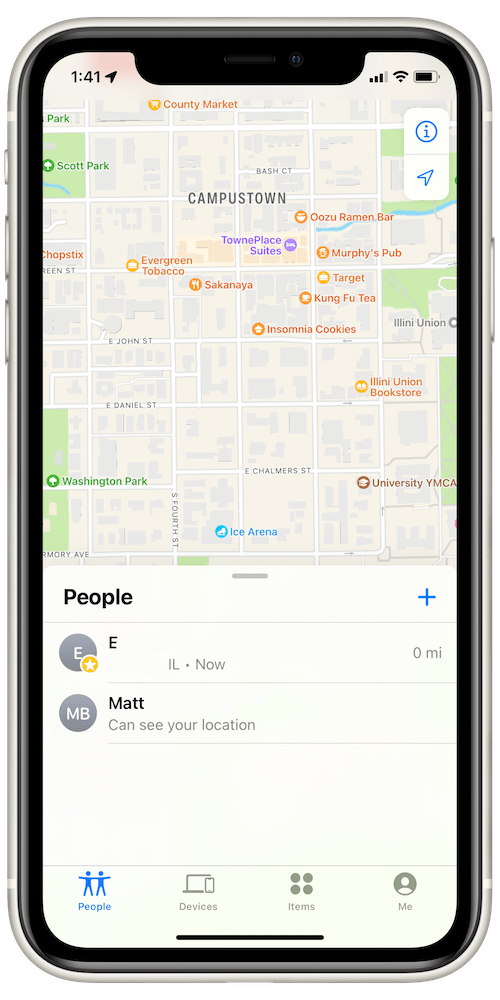 People in the find my app