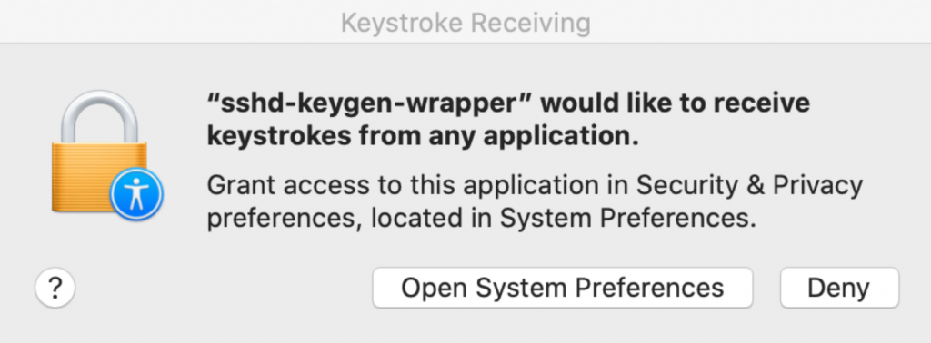 sshd keygen wrapper popup