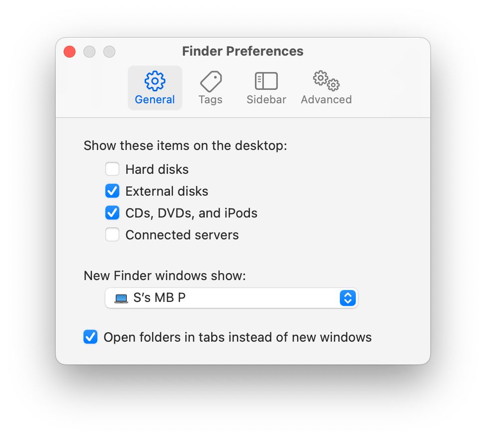 finder preferences menu