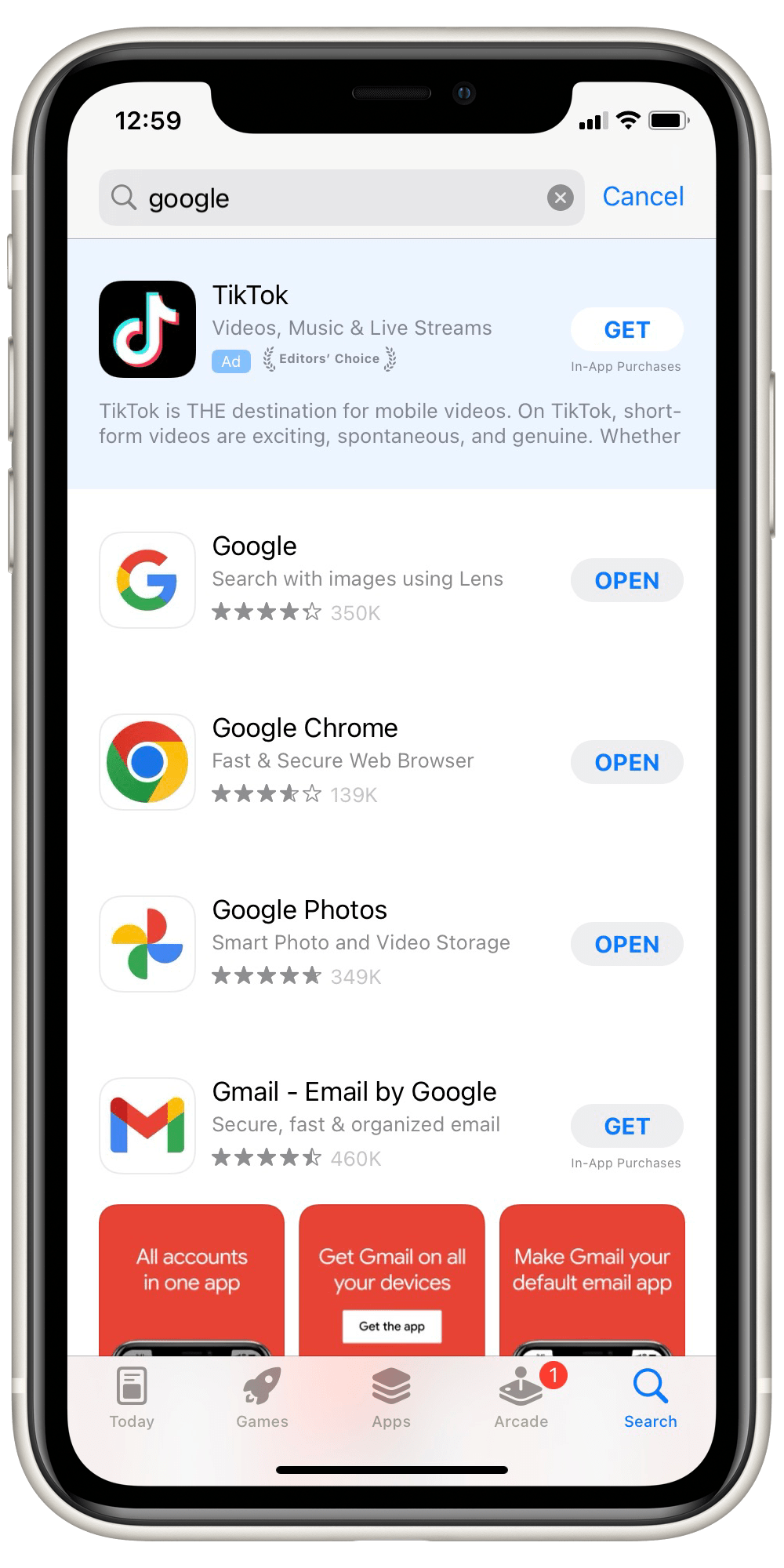 the google app in the App Store