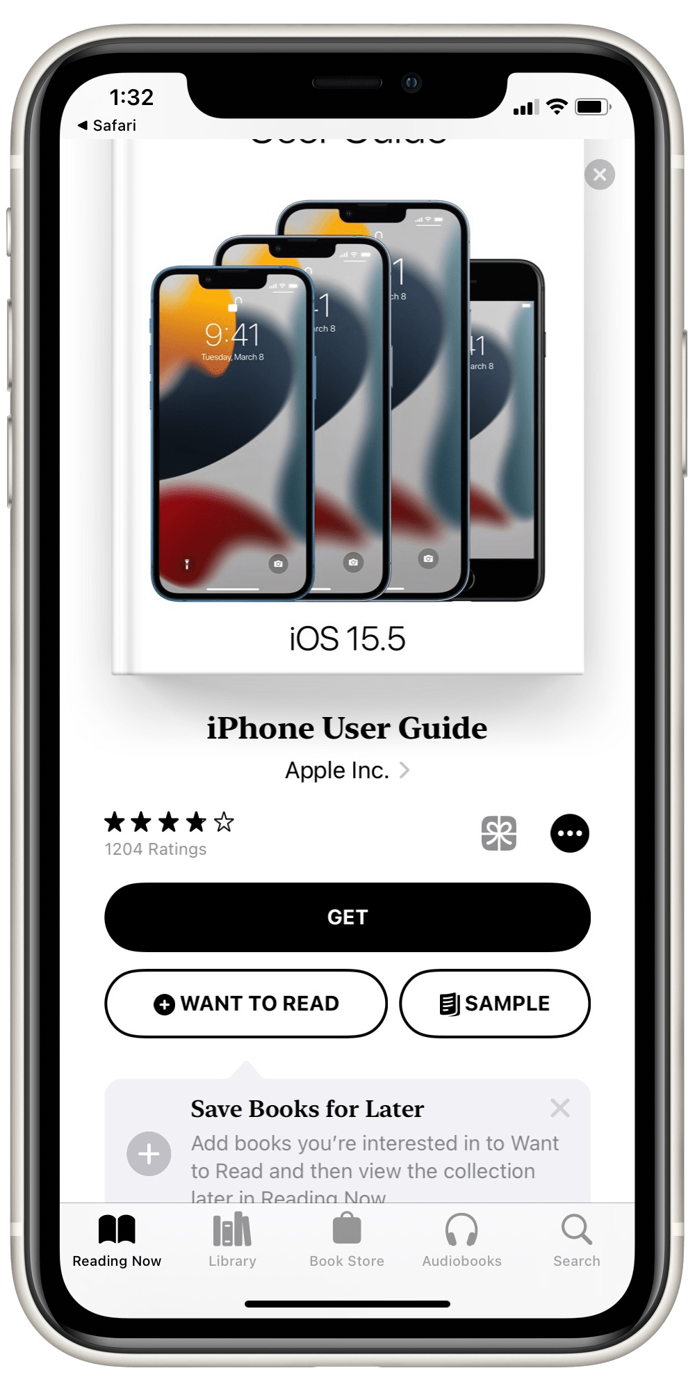 get iPhone user guide in Apple Books