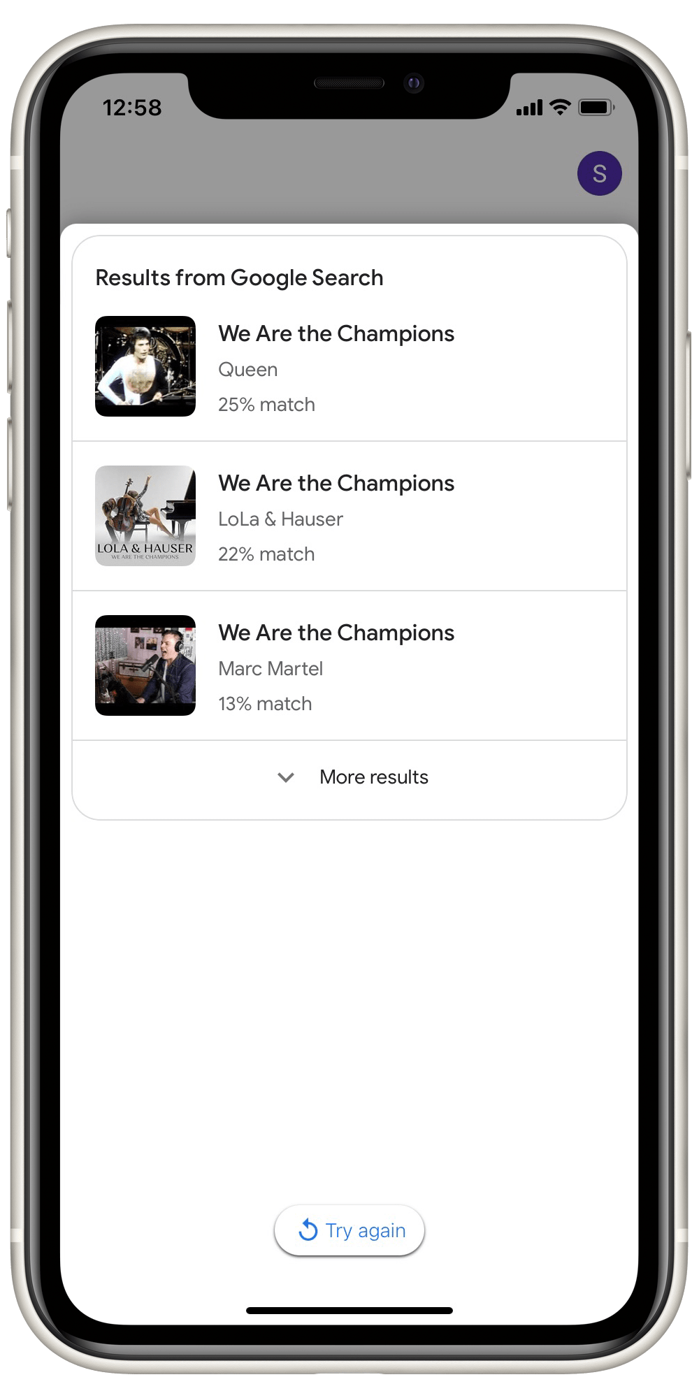 google's we are the champions results