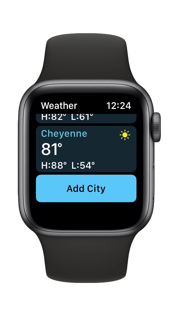 add city to weather app Apple Watch