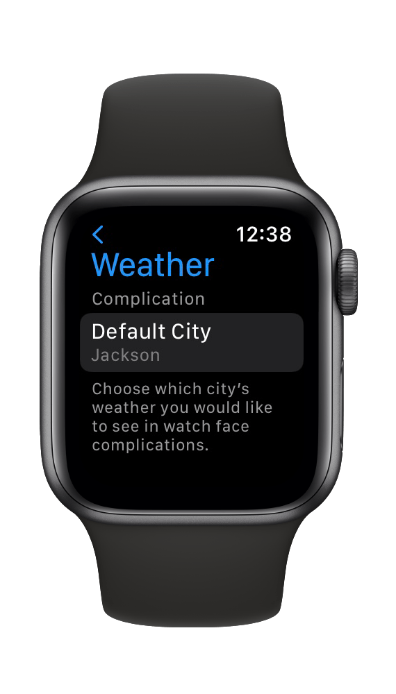 default city weather app Apple Watch