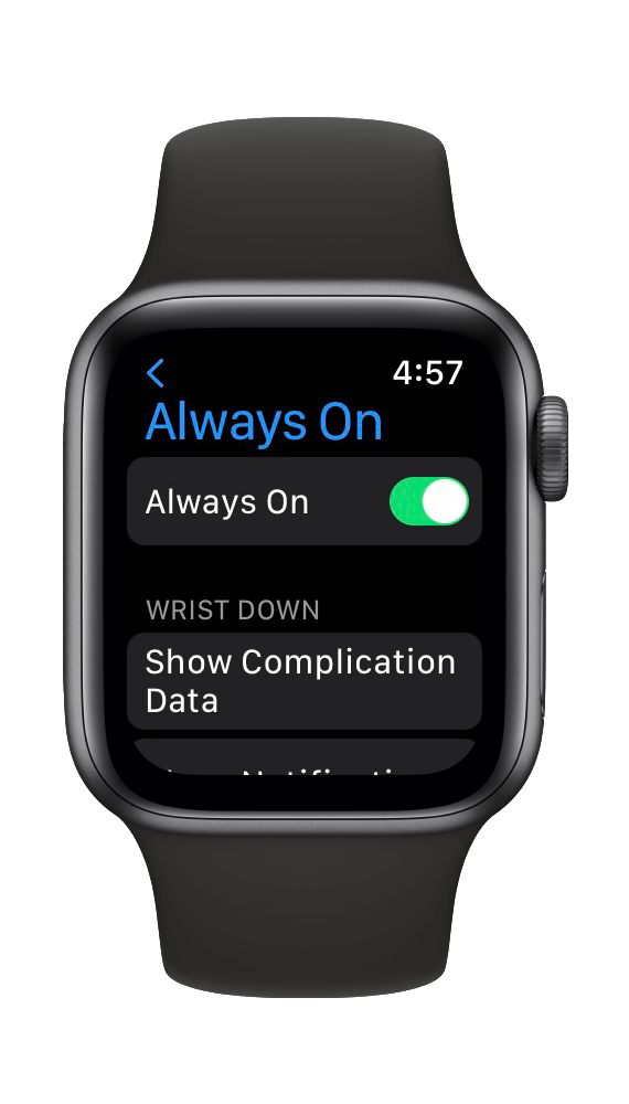 always on in Apple Watch settings