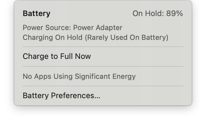 battery status menu