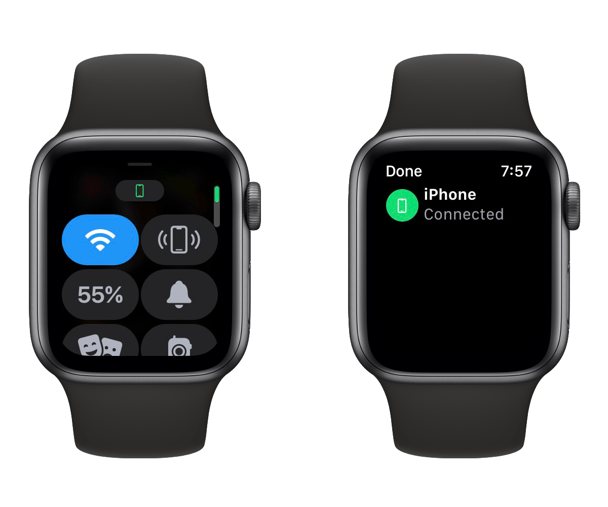 Apple Watch connected to iPhone