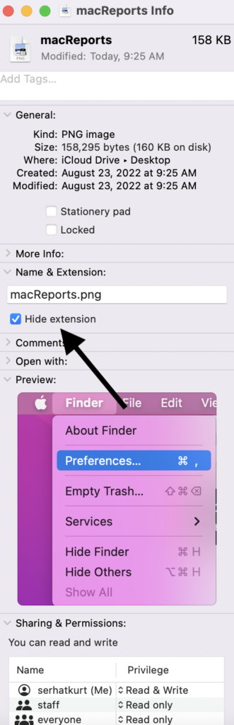 Hide extension