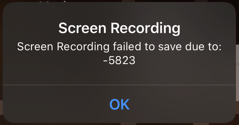 screen recording error message