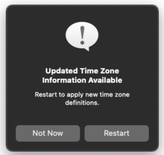 Updated Time Zone popup