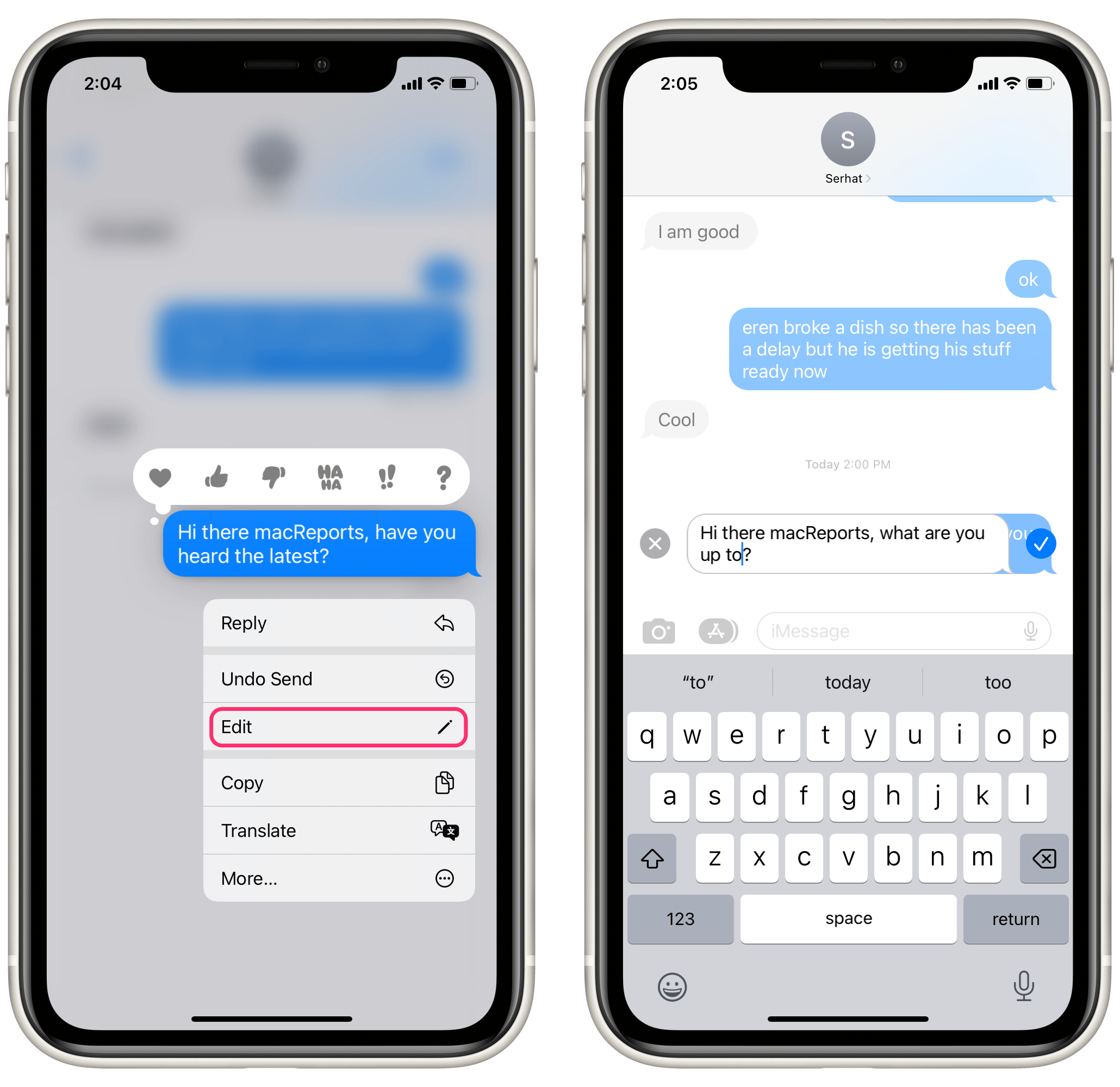 edit a text message