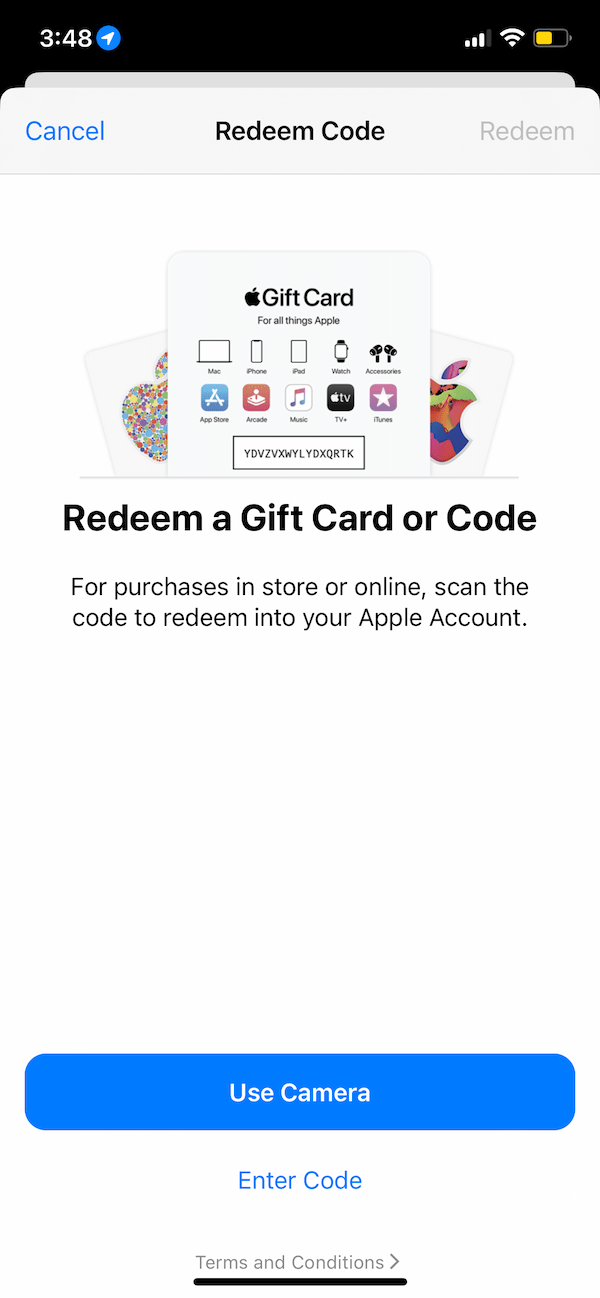 how to add apple gift card on ipad