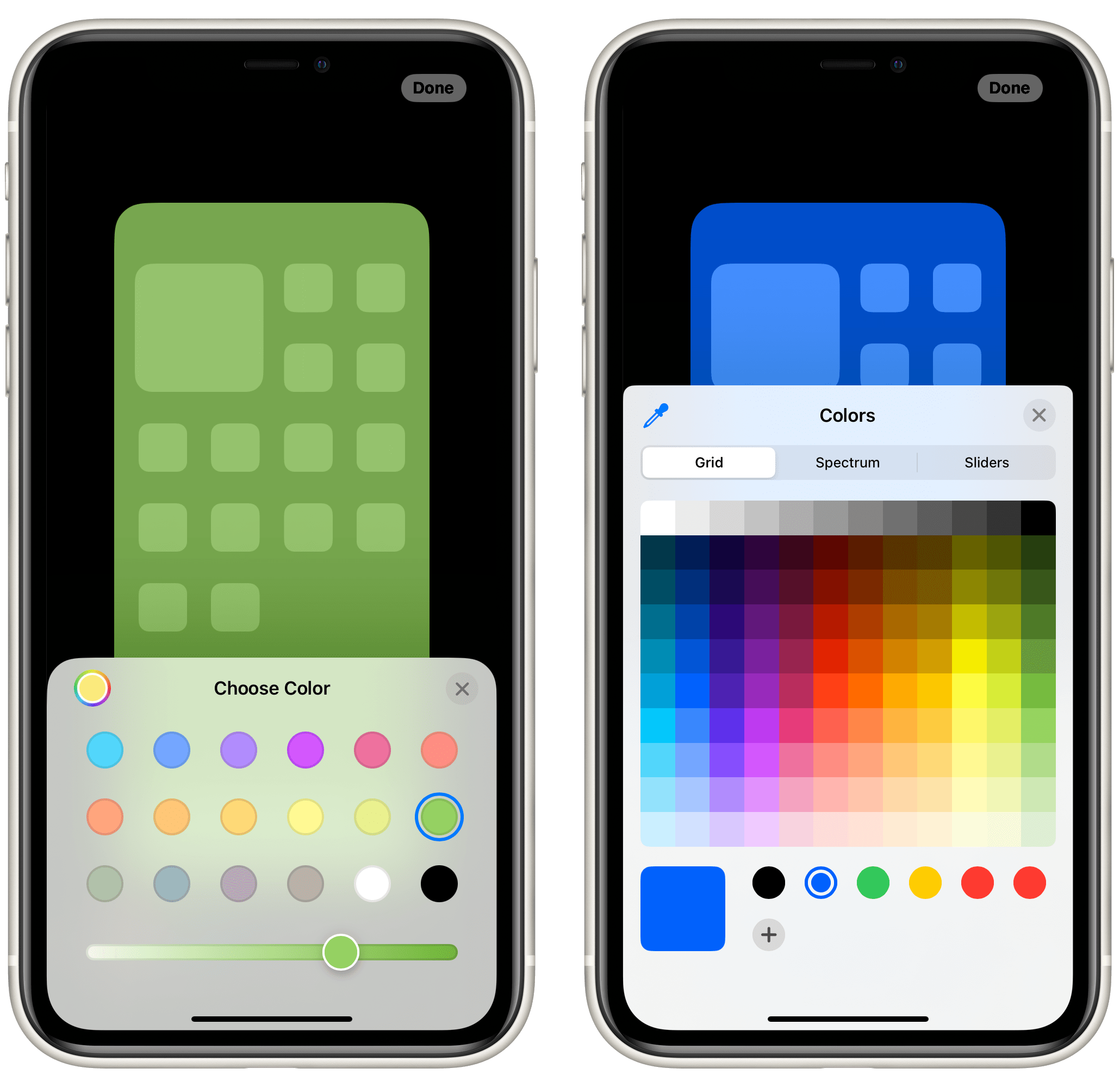the color option for Home Screen wallpaper