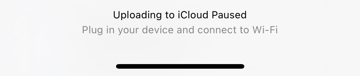 uploading to iCloud message