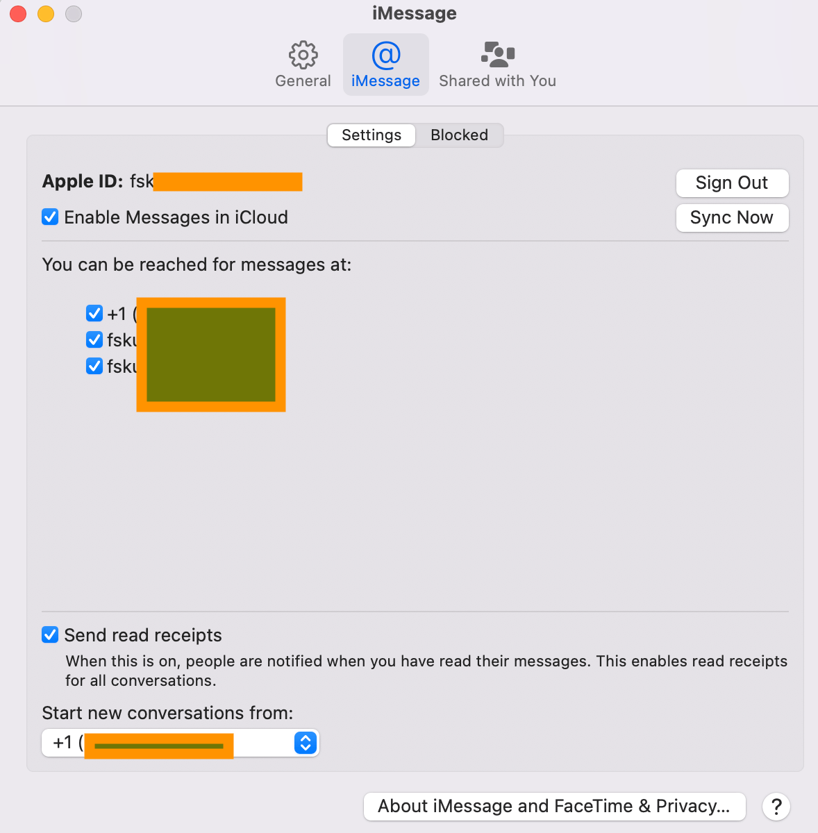 iMessage settings