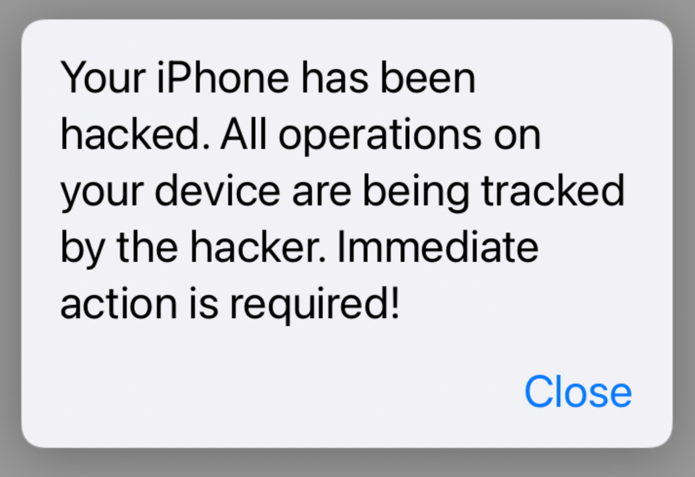 iPhone hacked message