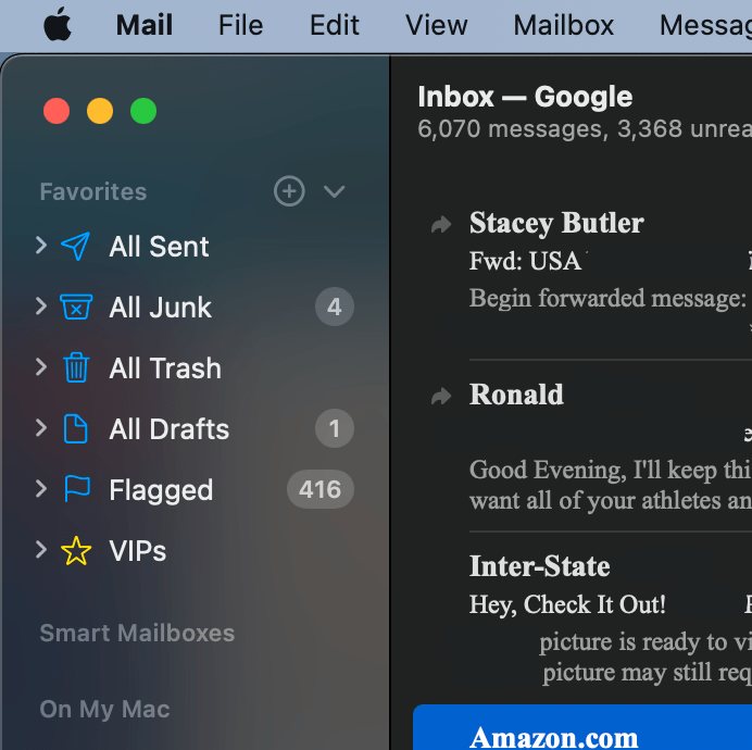 all inboxes is missing in Mail