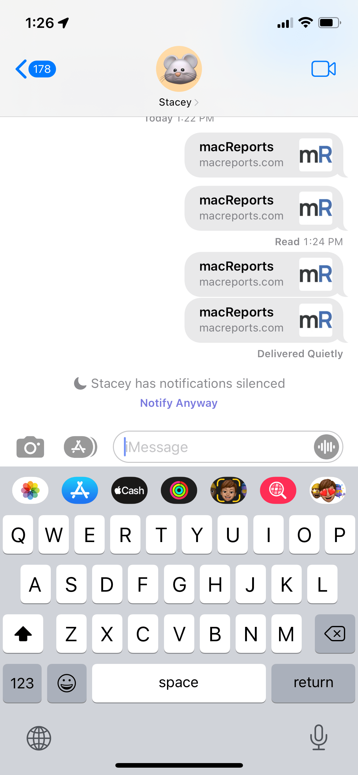 Notify Anyway screen