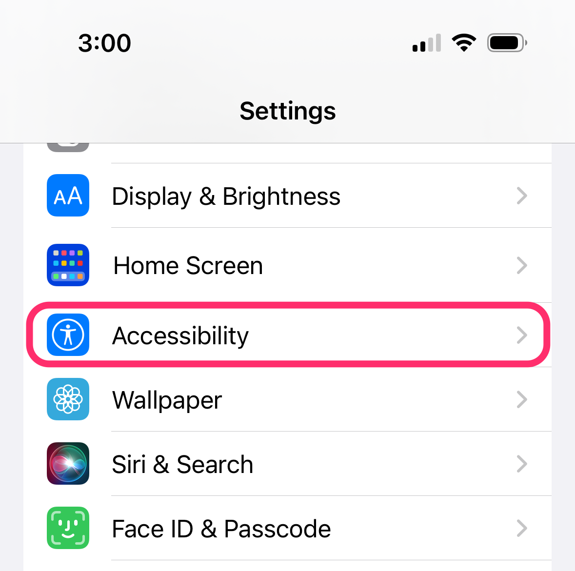 accessibility in Settings