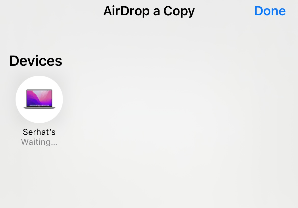 AirDrop says waiting