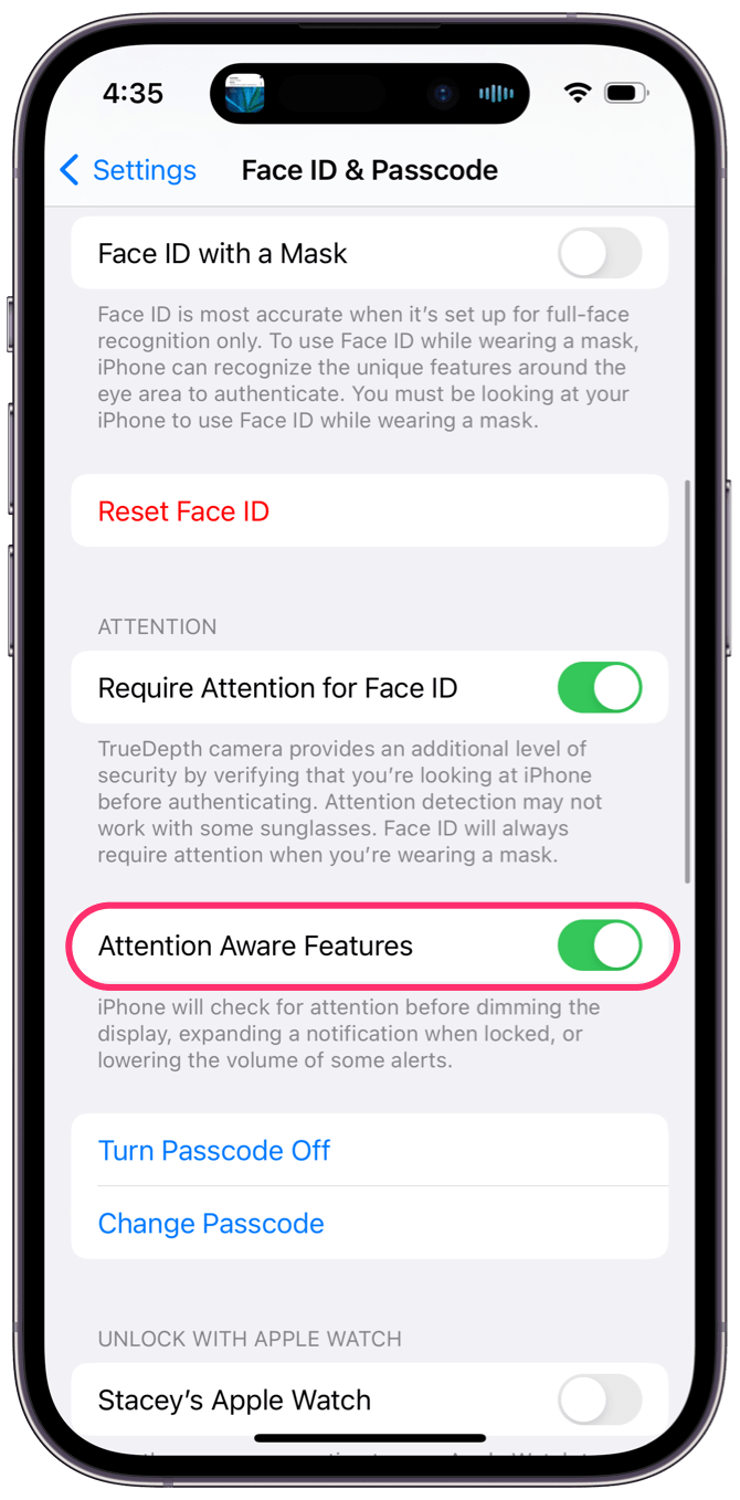 attention aware feature