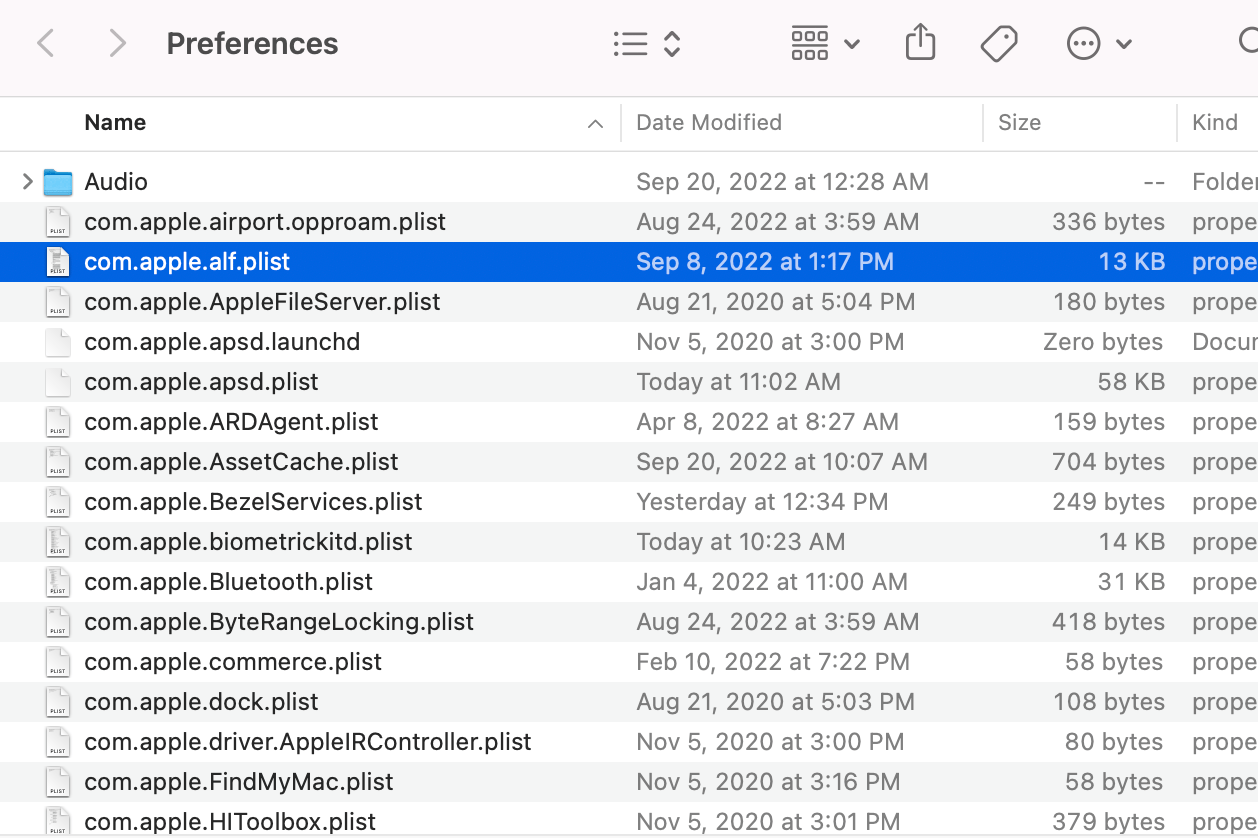 Firewall Preference file