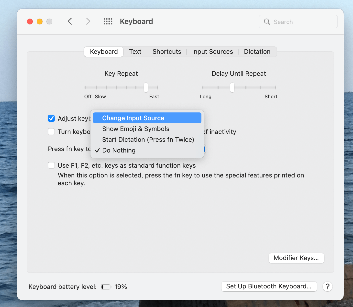 use function key as shortcut for keyboard language
