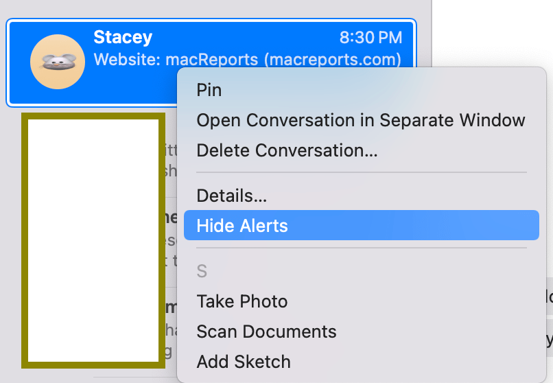 Hide Alerts on Mac