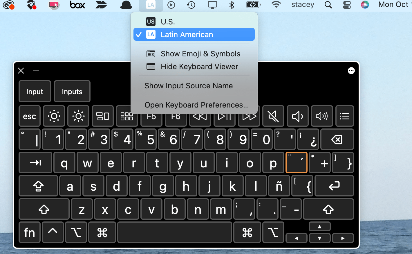Spanish language keyboard on Mac