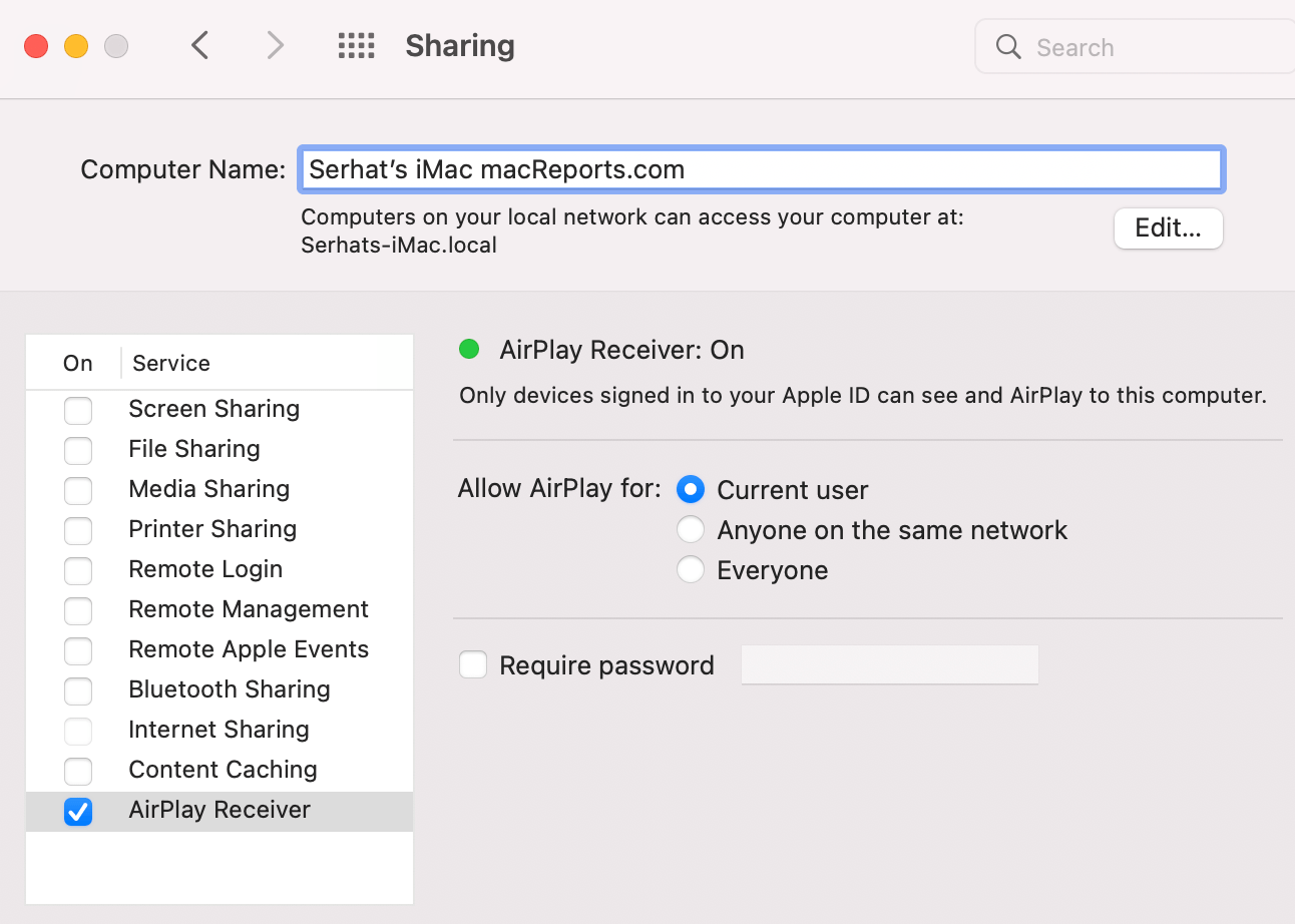 Mac Mirroring settings