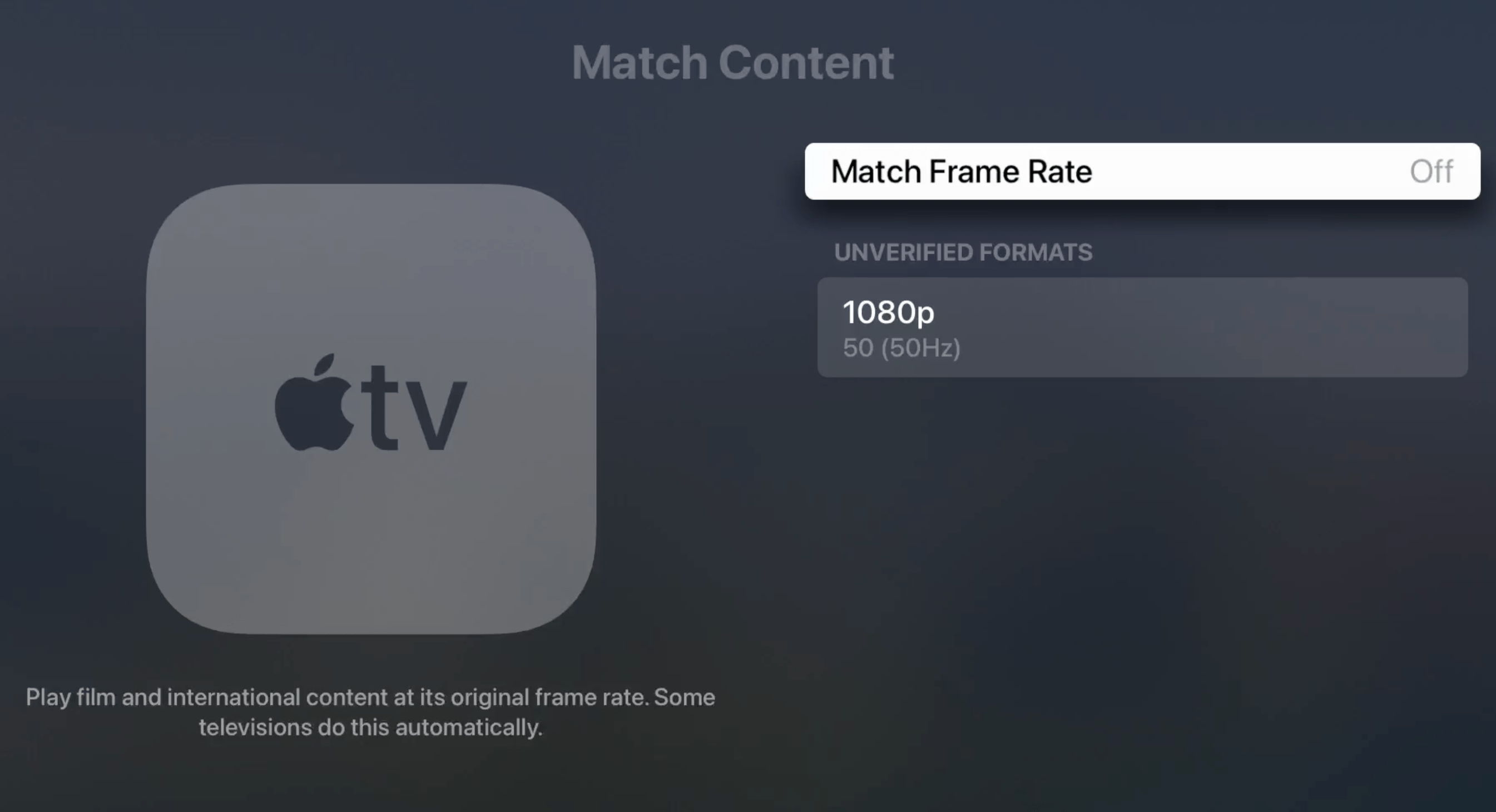 Match Frame Rate 