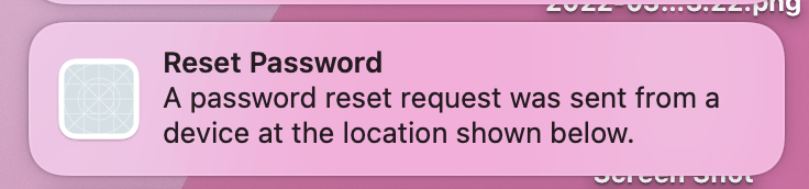 Reset Password notification on Mac