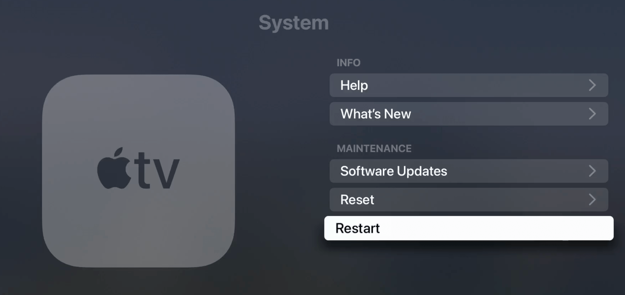 Restart Apple TV