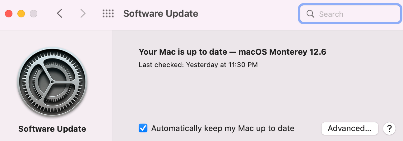 Software Update screen on Mac