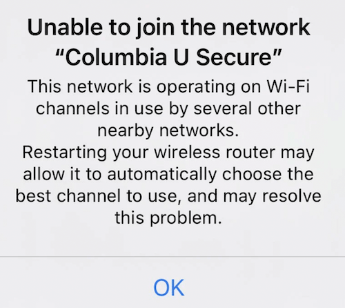 Unable to Join Because Wi-Fi Channels in Use by Several Other Networks