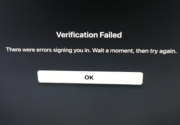 Apple TV error screen