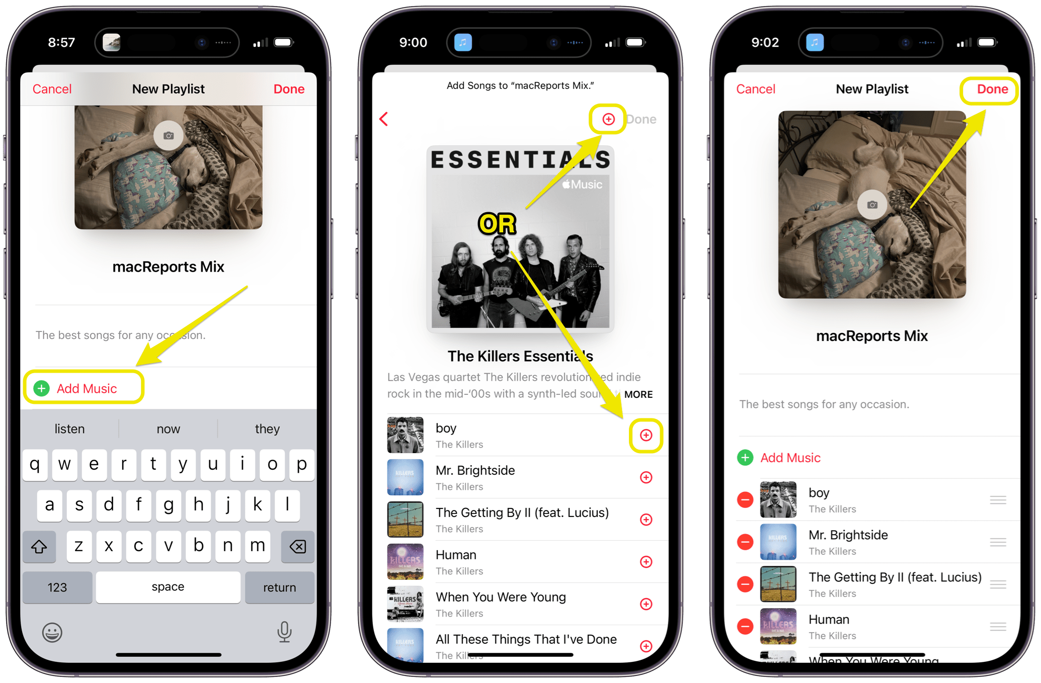 agregar música a la lista de reproducción iPhone